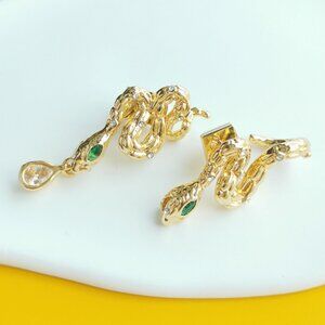 Alexis Bittar | Aquatic Dreams Snake | Green Gold Crystal Earrings